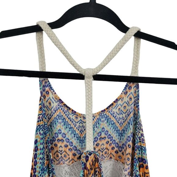 Rue21 Crop‎ Top M Rope Racerback See Through Lace Chevron Swing Hippie Festival - Picture 7 of 10
